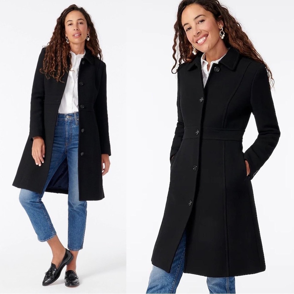 J Crew • Classic Lady Day Coat in Italian double-cloth wool Thinsulate® black